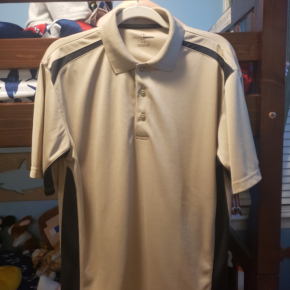 Grand Slam Tan And Black Golf Polo Shirt Shirt Sleeve